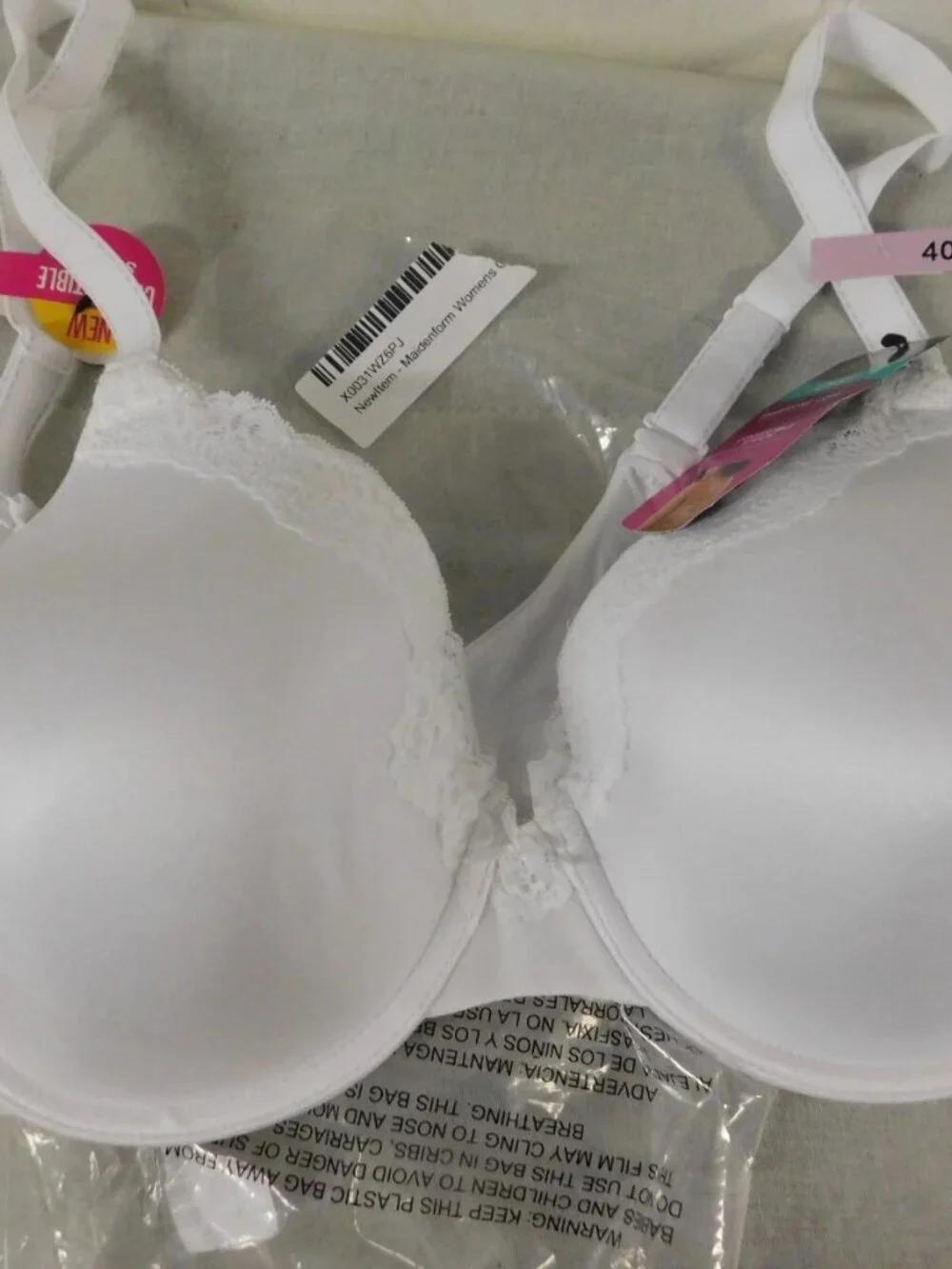 Maidenform T Shirt Convertible Straps Bra White 40 D New